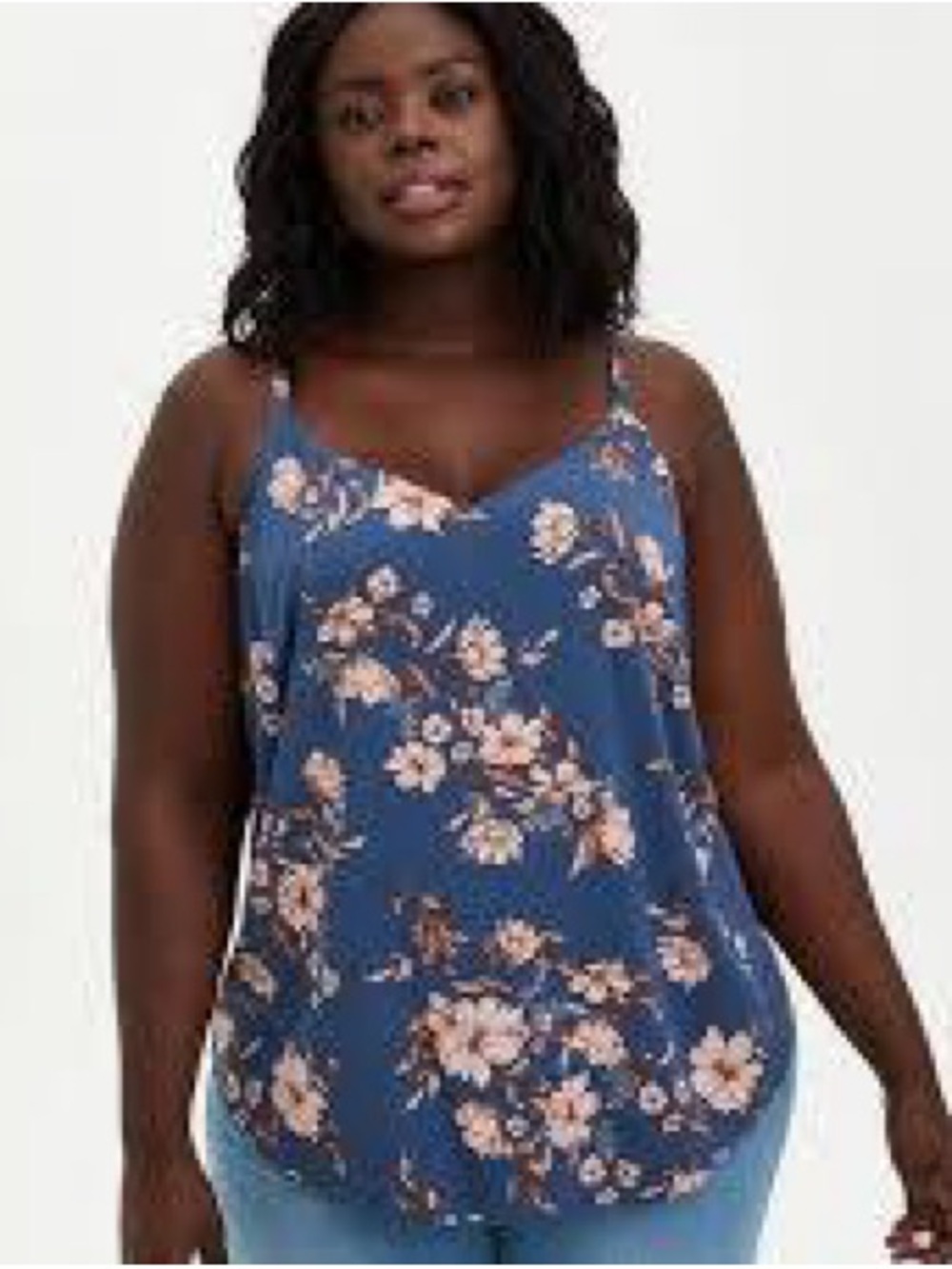 NWT Torrid Ava Stretch Challis Cami, Size 2X (18/20), Vintage Indigo Floral